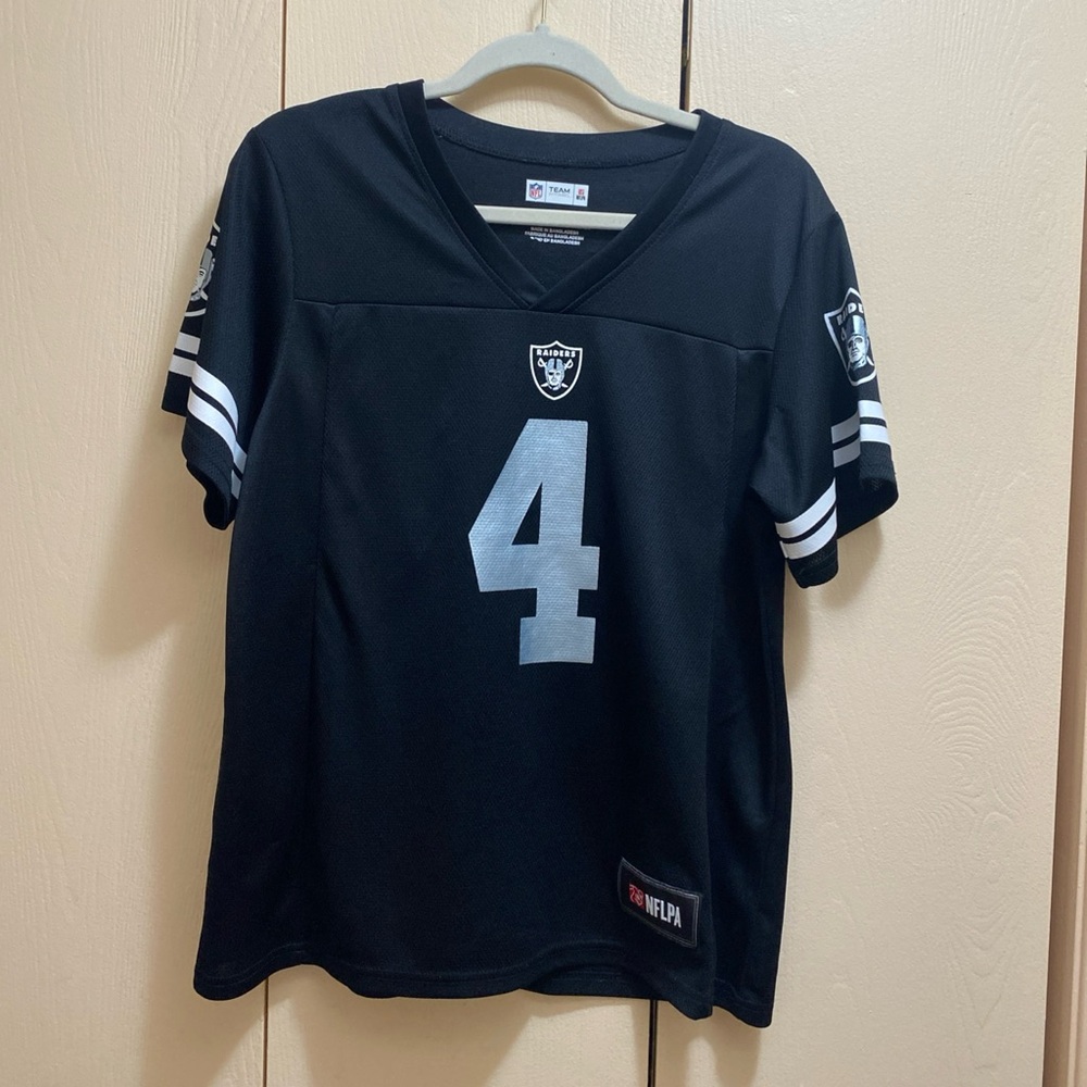 NFL Team Apparel Oakland Raiders # 4 Derek Carr Jersey Size L Black Pull Over